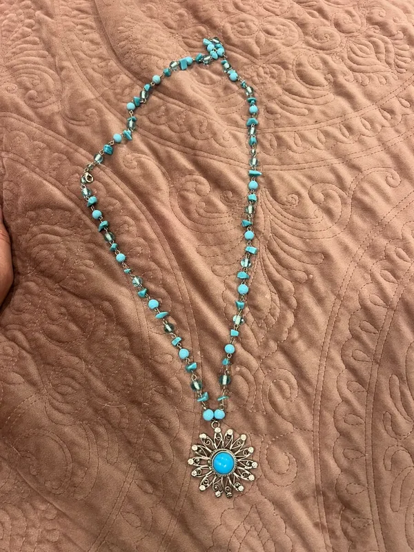 Handmade Turquoise Bead Multi-Strand Sunburst Pendant Necklace - Women Jewelry - Image 6