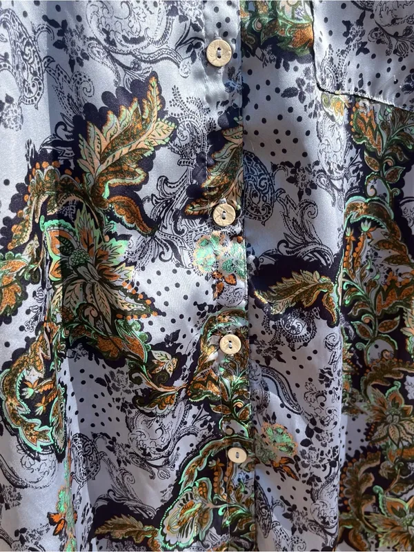 Free People Intimately Goddess Satin Paisley Oversized Sleep Shirt Size XS Boho - Image 5