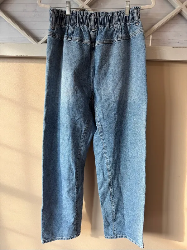 We The Free Jeans Womens Large Blue Denim High Rise Stretch Elastic Waist Mom - Image 3