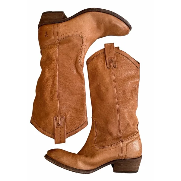 Frye Carson‎ Mid-Calf Leather Boots Tan #77687 Women's Size 7.5B - Image 6
