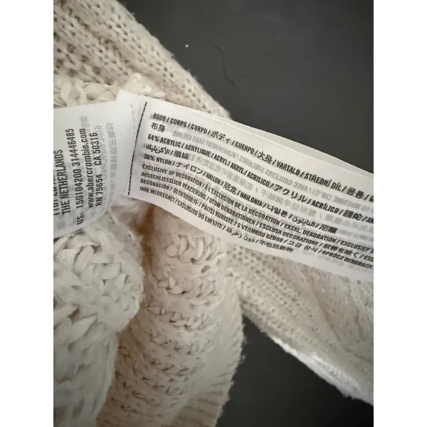 Abercrombie &‎ Fitch Womens XS Cream Chunky Knit Cropped V-Neck Cardigan Sweater - Image 9