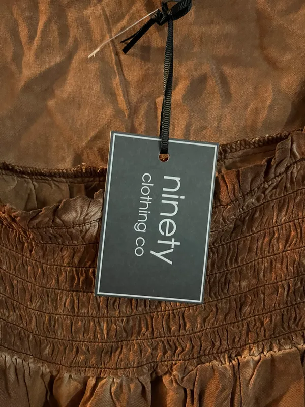 NWT Ninety long sleeves blouse charcoal brown size small (A) - Image 4