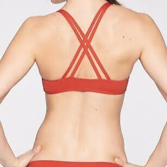 NEW ATHLETA South Swell Bikini Top Size Small Padded Sporty Strappy Red A/C NWT - Image 2