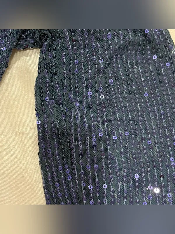 Free People Sequin Shirtee Small Varsity Navy Button Up Party Statement Holiday - Image 13