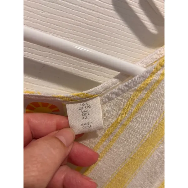 C&C California Women Yellow White Striped Tassel Trim Swim Cover Up Tunic Large - Image 3