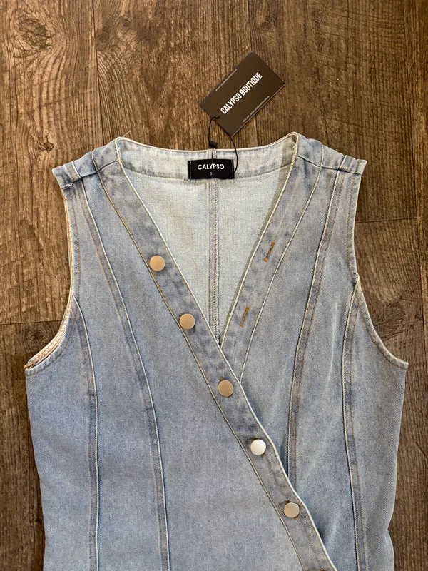 Calypso Denim Dress Blue - Image 3