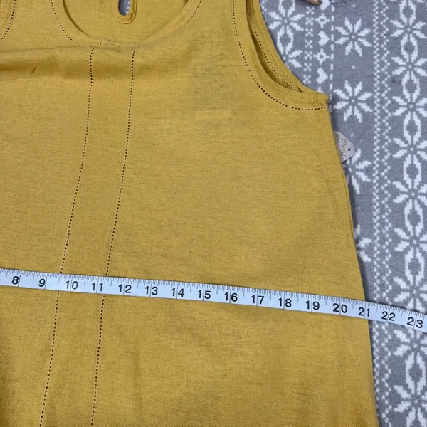 NWT For Cynthia Linen Blend Asymmetrical Yellow‎ Sleeveless Dress Small Flowy - Image 14