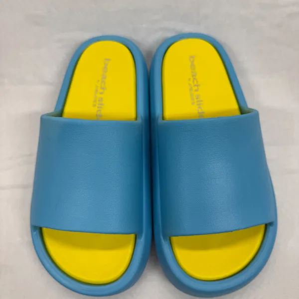 J/Slides Beach Slides Sandals Turquoise Yellow Squish Slides Size 7‎ - Image 3