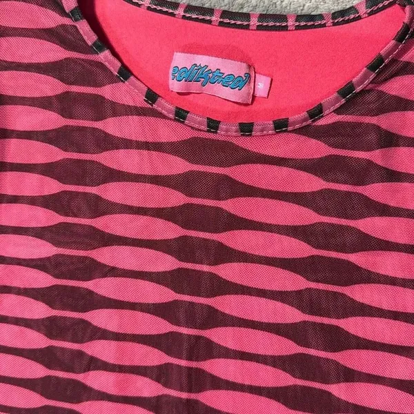 Edikted Pink Black Zebra Mesh 2 Piece Set Crop Top Ruched Mini Skirt Size M Y2K - Image 3