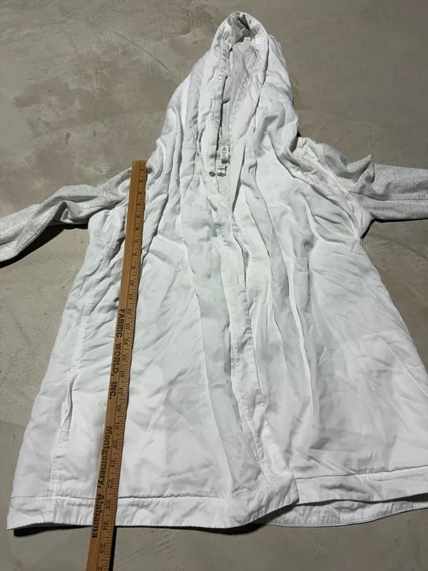Lululemon Lightweight White Hooded cardigan m with Heather Gray/cream Sleeves 6 - Image 9