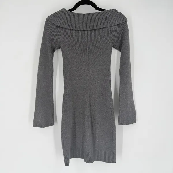 Hollister Sweater Dress Women Small Gray NWT‎ Off Shoulder Ribbed Knit Coquette - Image 11