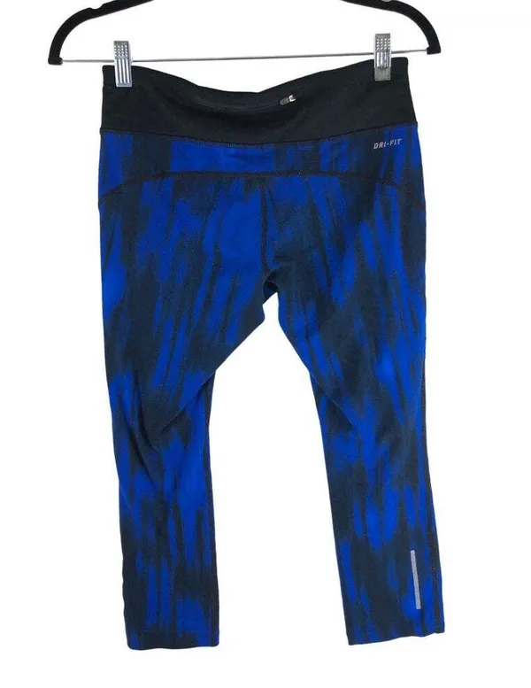 Nike Womens USATF Epic Run Crop Tights Hyper Cobalt Black Size S - Image 2