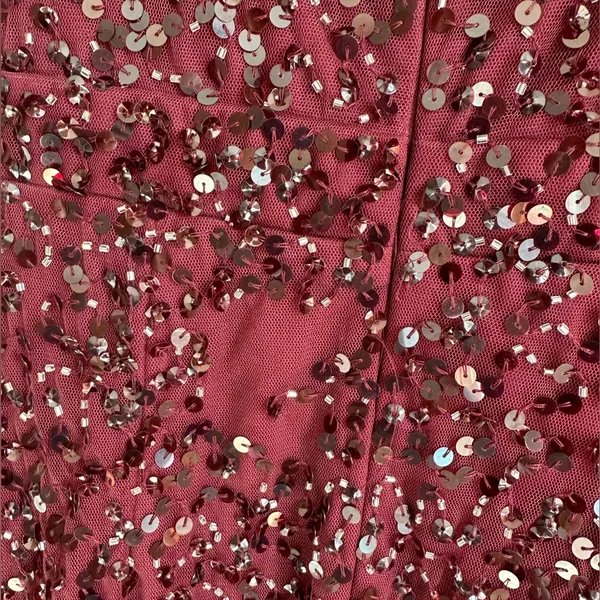 Mac Duggal Sequin V Neck Flutter Cap Sleeve Trumpet Dress Garnet‎ NWT - Image 9