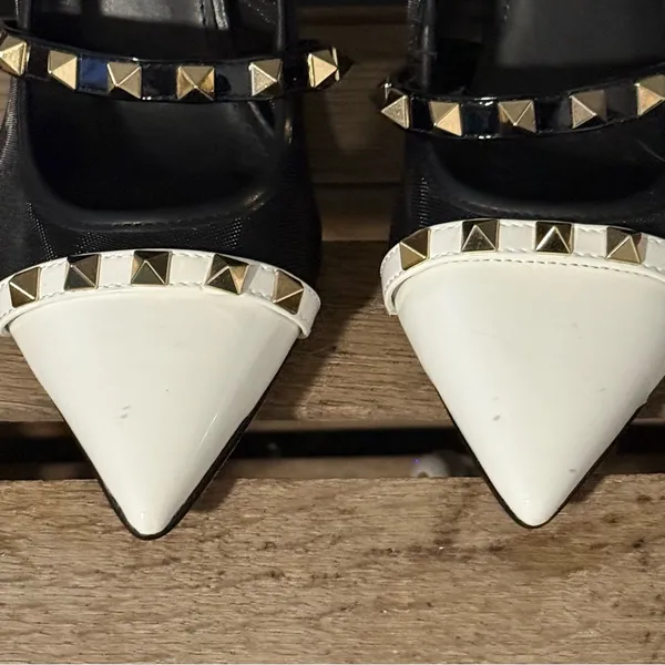 NEW Marc‎ Fisher Hadama 8M Black White Studded Heels Rockabilly A26 - Image 5