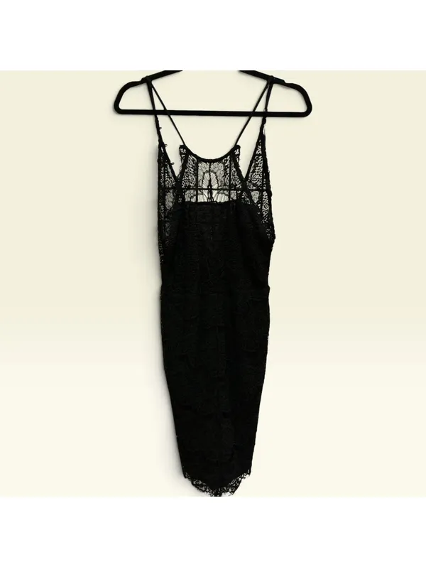 Anthropologie Black Lace Midi Dress with Spaghetti Straps - Image 4