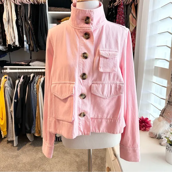 LOFT Pink Utility Jacket Small - Image 6