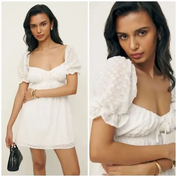 Reformation Channa Eyelet Dress Size 2 - Image 2