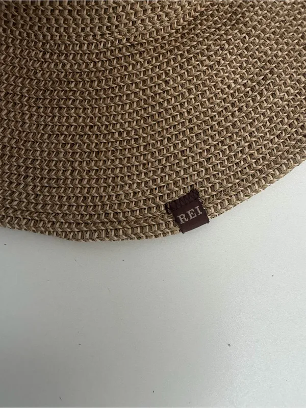 REI Hat Straw Wide Brim Braided Tan Taupe Brown Sun Packable Travel Beach Unisex - Image 3