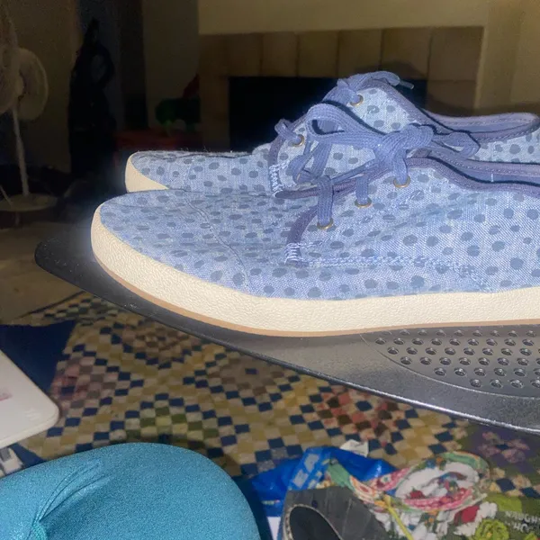Toms Shoes Womens 8 Paseo Casual Lace Up Sneakers 10012995 Blue White Fabric - Image 7