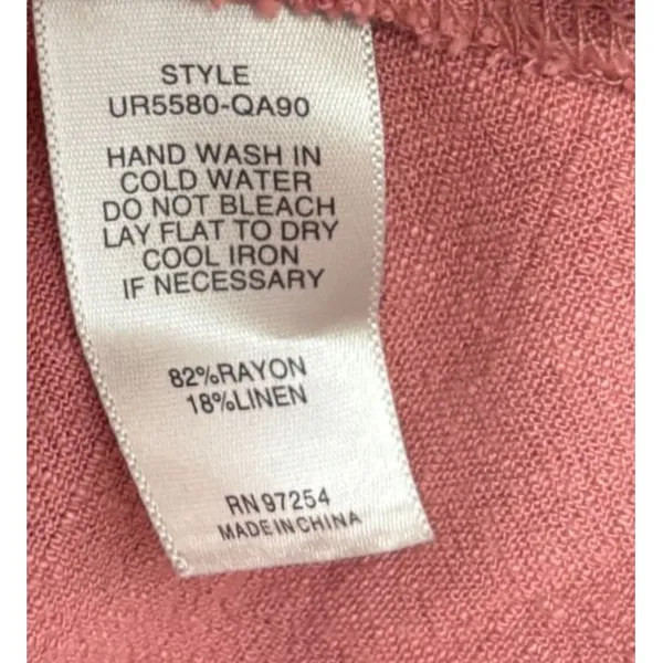 One Clothing Smocked Sundress Womens L Pink Button Up Linen‎ Blend Boho Cottage - Image 8