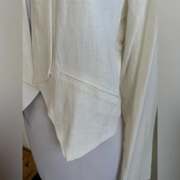 Lulus Miss Punctuality Ivory Cropped Lightweight Linen Blazer Small - Image 8