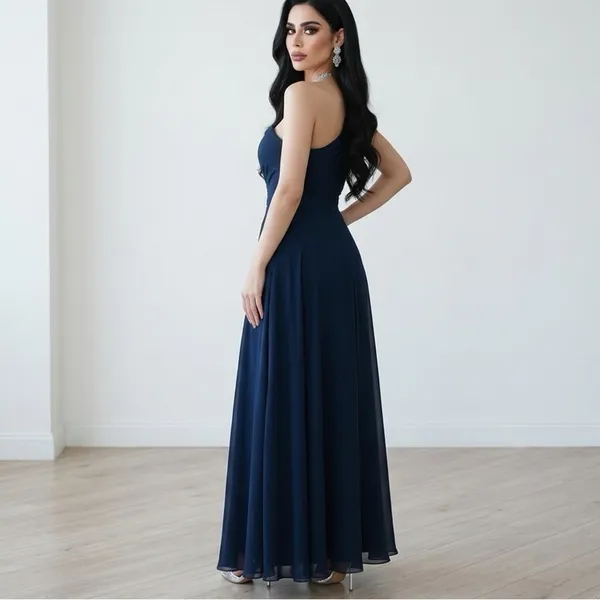 AZAZIE One Shoulder Navy Blue Maxi Dress Size XS - Image 9