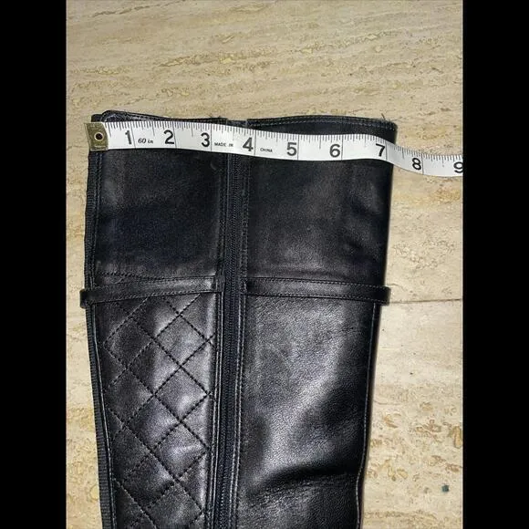 L.K.‎ BENNETT Black Leather Skinny Buckle Knee high Tall Quilted Riding Boots 38 - Image 4