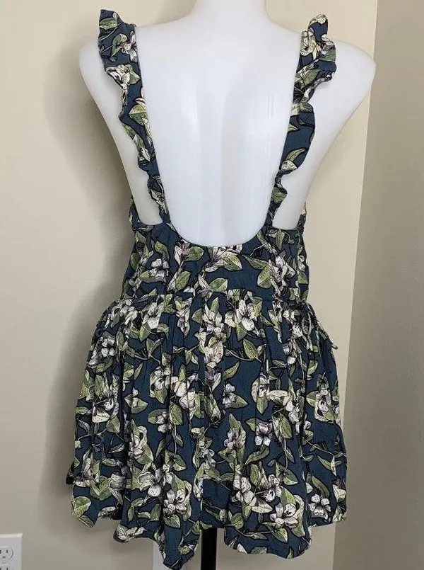 Free People Dear You Floral Backless Ruffle Strap Mini Dress Pockets XS Summer - Image 4