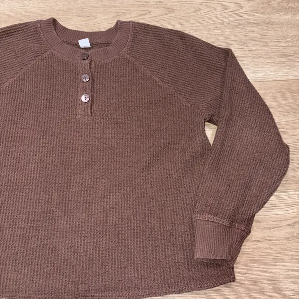 Old Navy Womens Brown Thermal Waffle Long Sleeve Medium - Image 7