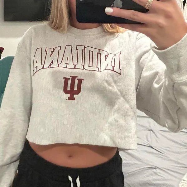 Champion Women's Gray Indiana University Crop Sweatshirt - Image 2