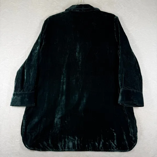 John Mark Dark Green Velvet Tunic Shirt Long Sleeve Collared Viscose Blend M - Image 8