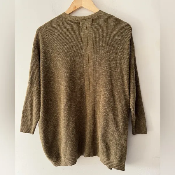 Mango‎ Linen Moss Green Open Cardigan - Image 3