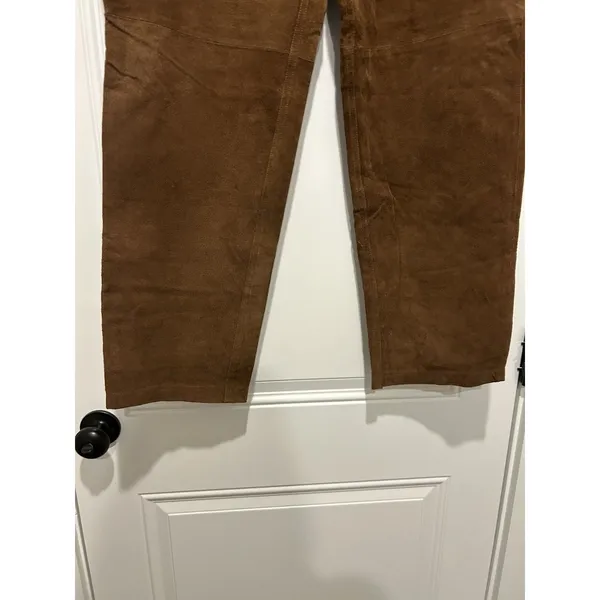 Bagatelle New Vintage 90s Brown Genuine Suede Leather Pants Women’s 16 High Rise Straight - Image 4