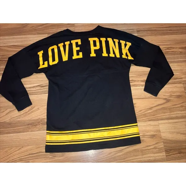 PINK Victoria Secret NFL Pittsburgh Steelers Black Long‎ Sleeve Shirt Women XS - Image 4