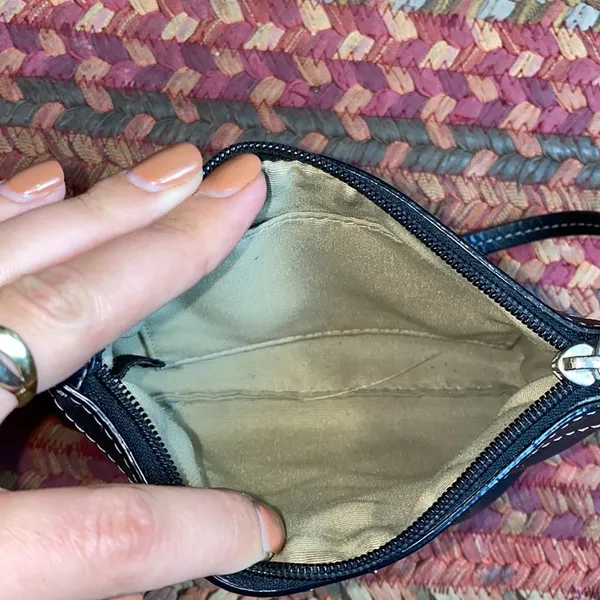 COACH BLACK LEATHER zipper WRISTLET POUCH RETRO Y2K VTG - Image 2