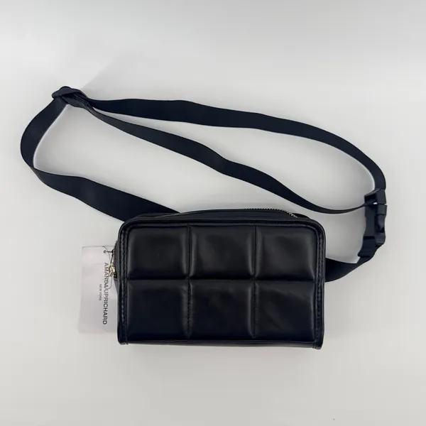 NWT Amanda Uprichard Black‎ Quilted Belt Bag Le Sac Banane Fanny Pack Gold Zip - Image 3