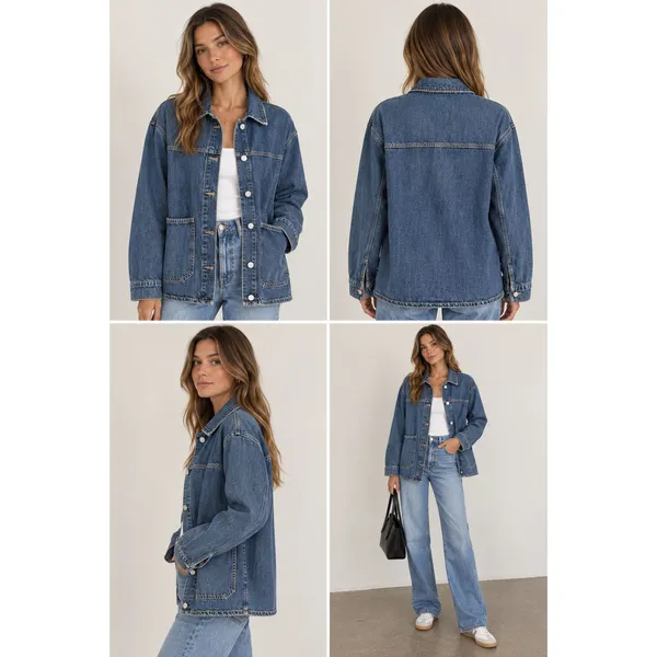 ZARA Denim Oversized Overshirt w Pockets Small - Image 2