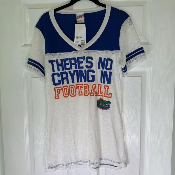 Florida Gators Junior L Burnout Football Tee Soffe NWT White Royal - Image 3