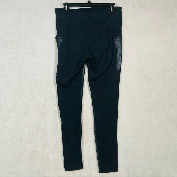 Athleta Faux Leather‎ Gleam Leggings Womens Medium Black High Rise Yoga Pants - Image 7