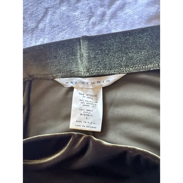 Max Studio Skirt Size L Green Velvet Skirt Elastic Waist Made In USA - Image 7