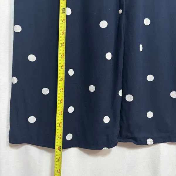 Old Navy Midi Dress Navy Polka Dot Button Front Smocked Modest Church Work Large - Image 7