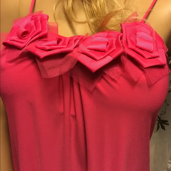 Mariposa Pink Mini Dress Strappy Summer Dress | Flowy Babydoll Party Dress (S) - Image 4