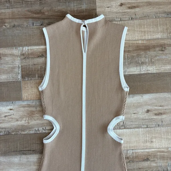 DISSH Binding Wheat Knit Maxi Dress High Neck Cut Out ribbed size L - Image 7