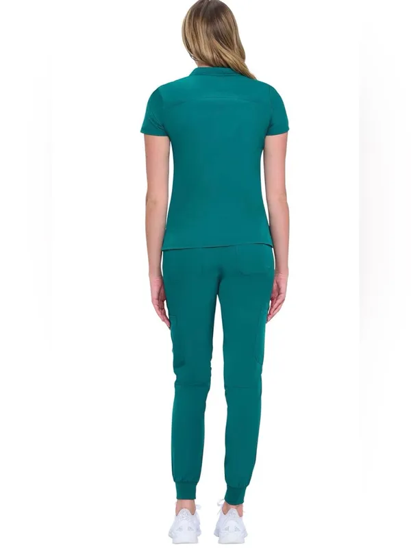 Natural Uniforms Womens Cool Stretch Modern Top Yoga Jogger Scrubs Green XS set - Image 3