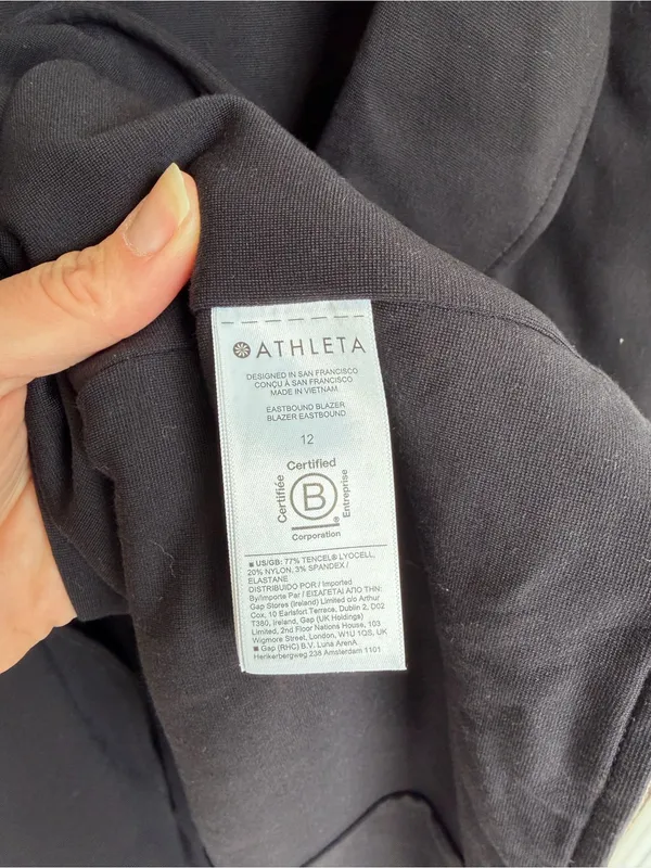Athleta Eastbound Blazer Black Open Front Career Travel Jacket Size‎ 12 - Image 4