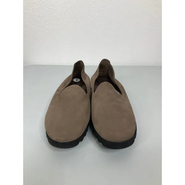 Aetrex Liz Taupe‎ Brown Leather Orthotic Slip On Loafers Platform Shoes BW502W 7 - Image 2