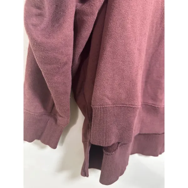 Aerie Oversized Turtleneck Sweatshirt Burgundy Maroon High Low‎ Fleece Large - Image 2