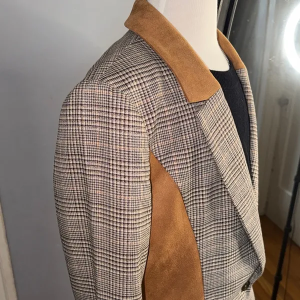 Maeve By Anthropologie Plaid Blazer with Brown Details - Image 5