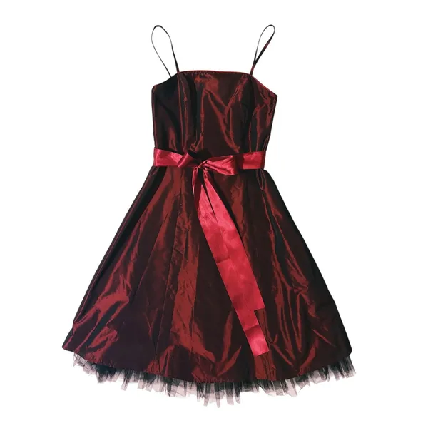 Vintage Satin Bow Tulle Mini Homecoming Dress Size 4 Red Pinup Y2K Whimsigoth - Image 2