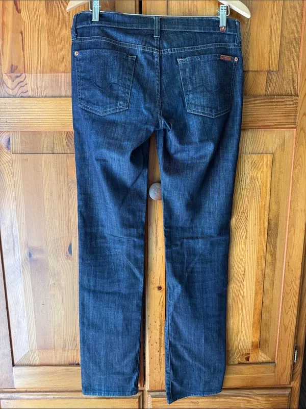 7 For All Mankind Straight Leg Dark Indigo Jeans - Image 5